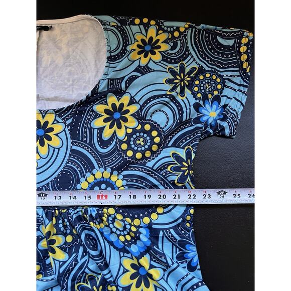 Reborn Dress Women's 3X Blue Floral Baby Doll Short Sleeve Knee Length Boho - Picture 8 of 10